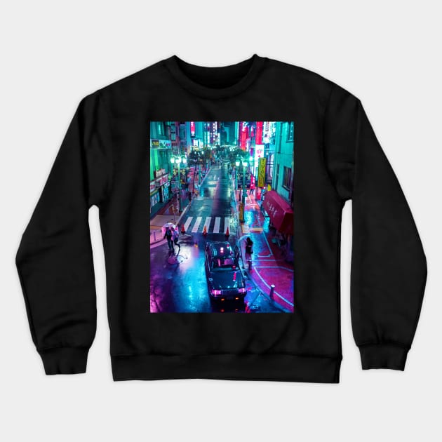 Lonely In Rainy Tokyo Crewneck Sweatshirt by HimanshiShah